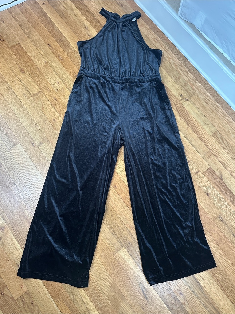 a new day Black Velvet Halter Wide-Leg Jumpsuit